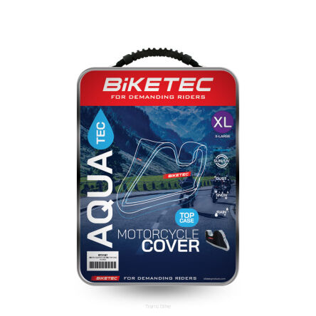 BIKETEC POKROWIEC WODOODPORNY AQUATEC NA MOTOCYKL Z MIEJSCEM NA KUFER CENTRALNY KOLOR CZARNY/SZARY ROZMIAR S